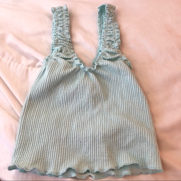 NWT Urban Outfitters Top XL Reformation crop shirt light blue y2k soft skims - Picture 5 of 7